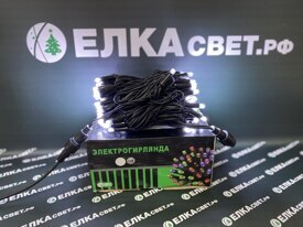 Электрогирлянда уличная 100 больших холодно белых диодов 10м. IP-65. XM-100 Hw